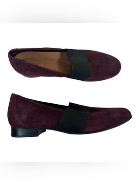 Clarks Unstructured Burgundy Suede Leather Flats Womens 10 Comfort Shoes Casual